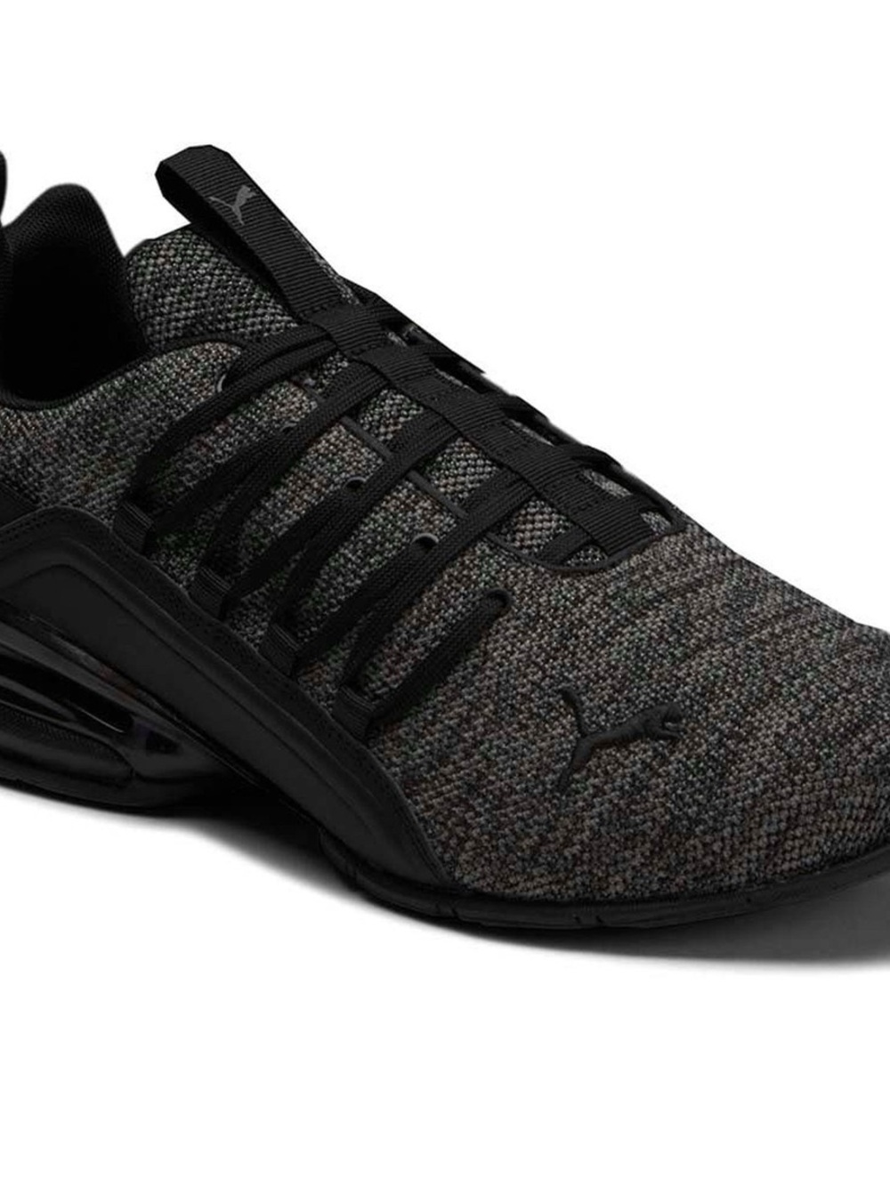 Puma Men’s Black and Charcoal Knit Low-Top Sneakers